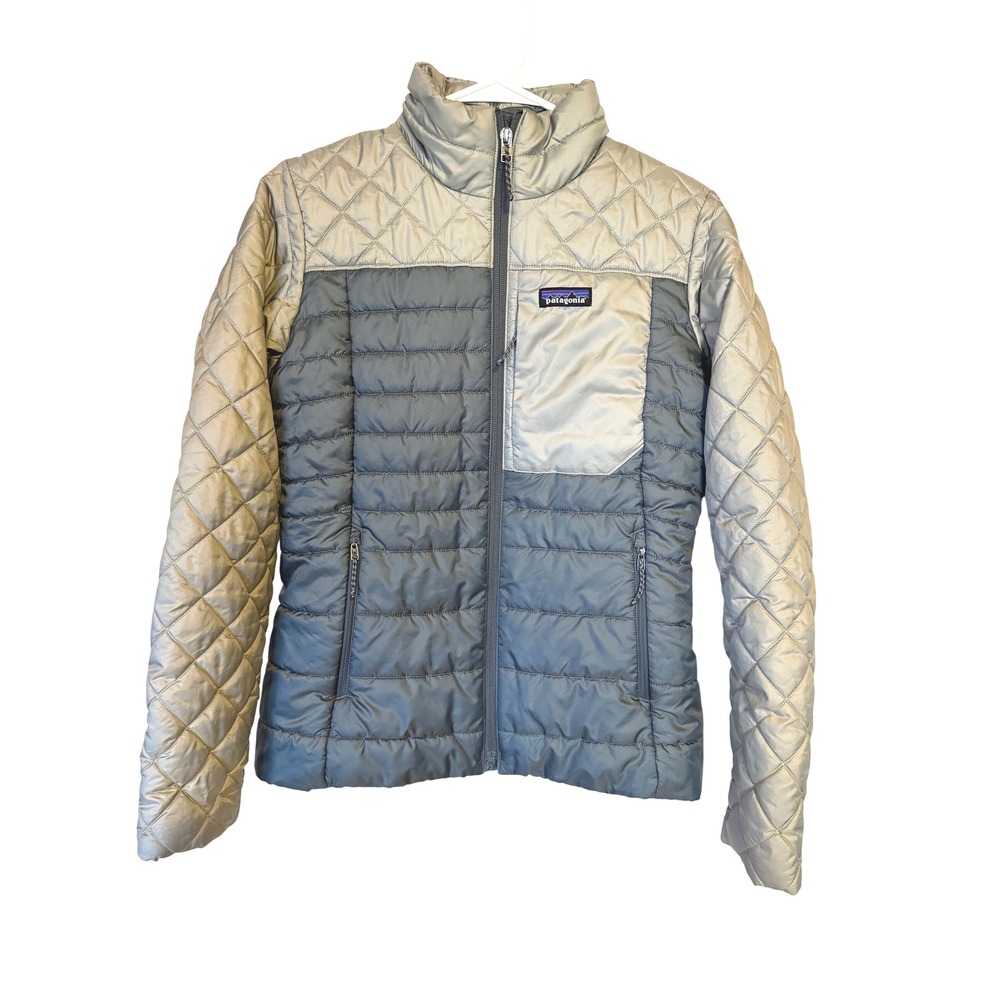 Patagonia Womens Nano Puff Quilted Puffer Jacket Grey Blue Full Zip Radalie